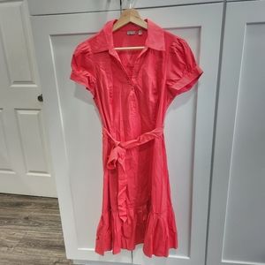 Nordstrom Halogen Coral Pink Belted Midi Dress Small